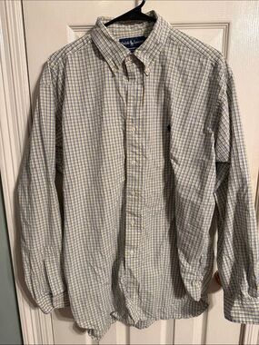 Ralph Lauren Men’s Button-Down Plaid Shirt - Cream & Blue